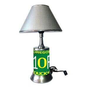 Oregon Ducks lamp with chrome finish shade, NCAA